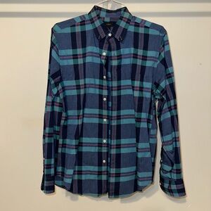 J. Crew Men's Teal and Navy Plaid Button Down Shirt. BRAND NEW!!
